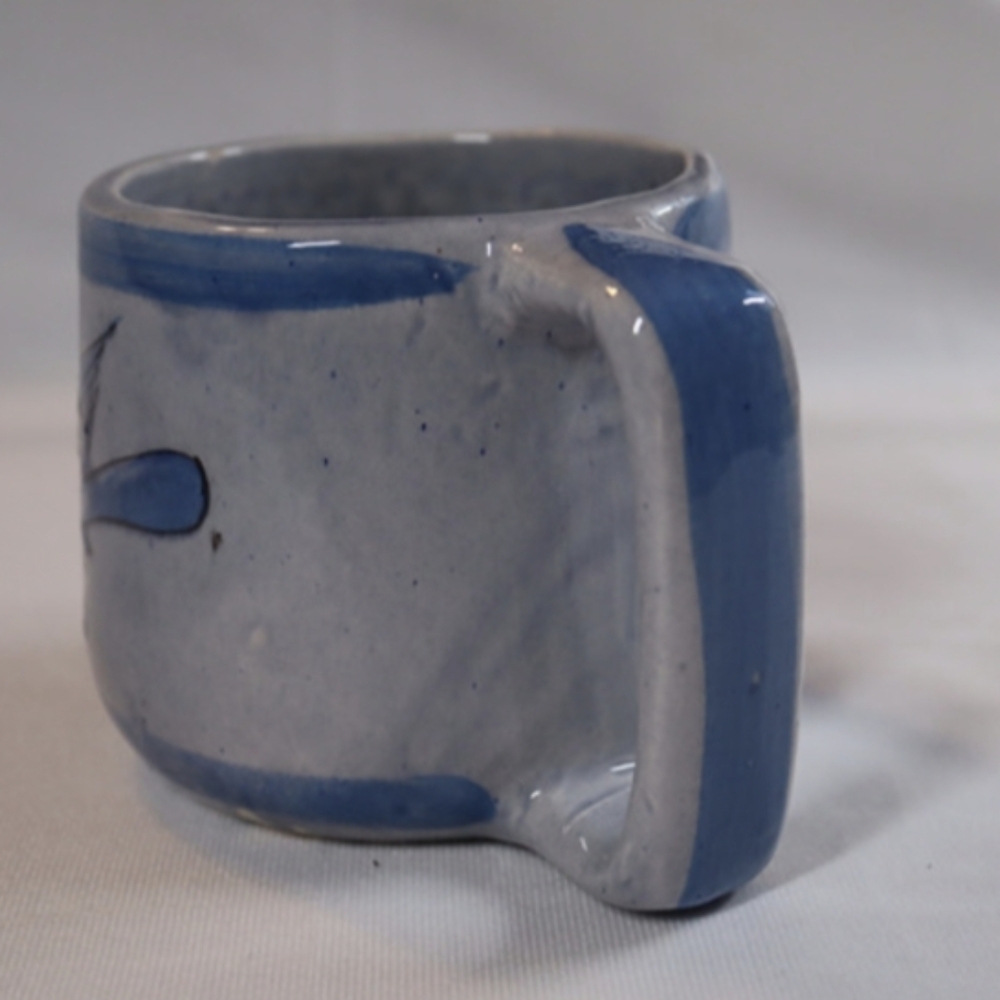 Vintage Mexican Tonala Hand Painted & Glazed Blue Bird Mug Signed - Picture 4 of 10